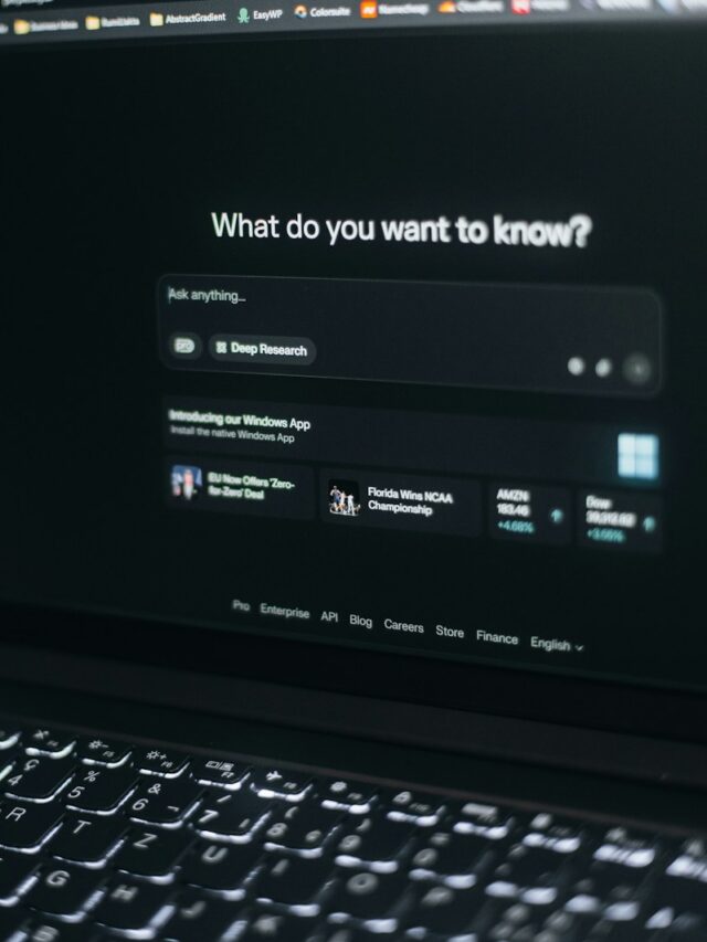 Laptop screen showing a search bar.